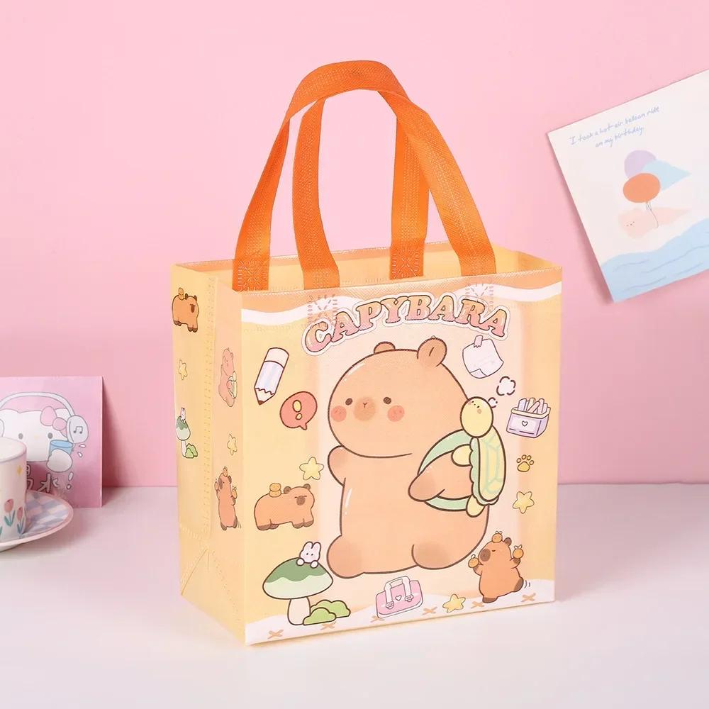 1-48PC Reusable Capybara Cartoon Tote Bag Foldable Gift Bag for Birthday Party Graduation Event Accessories Ideal Christmas Gift