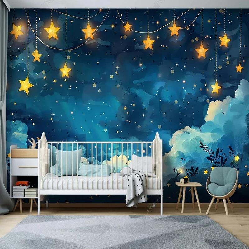 3D Mural Tapet Tecknad Barnrum Förskola Dröm Stjärnklar Himmel För Barnrum Tapet Heminredning