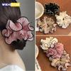 1Pc New Korean Retro Folded Chiffon Oversize Scrunchies Women Sweet Temperament Fashion Exaggerated Hair Band Hair Accessorie