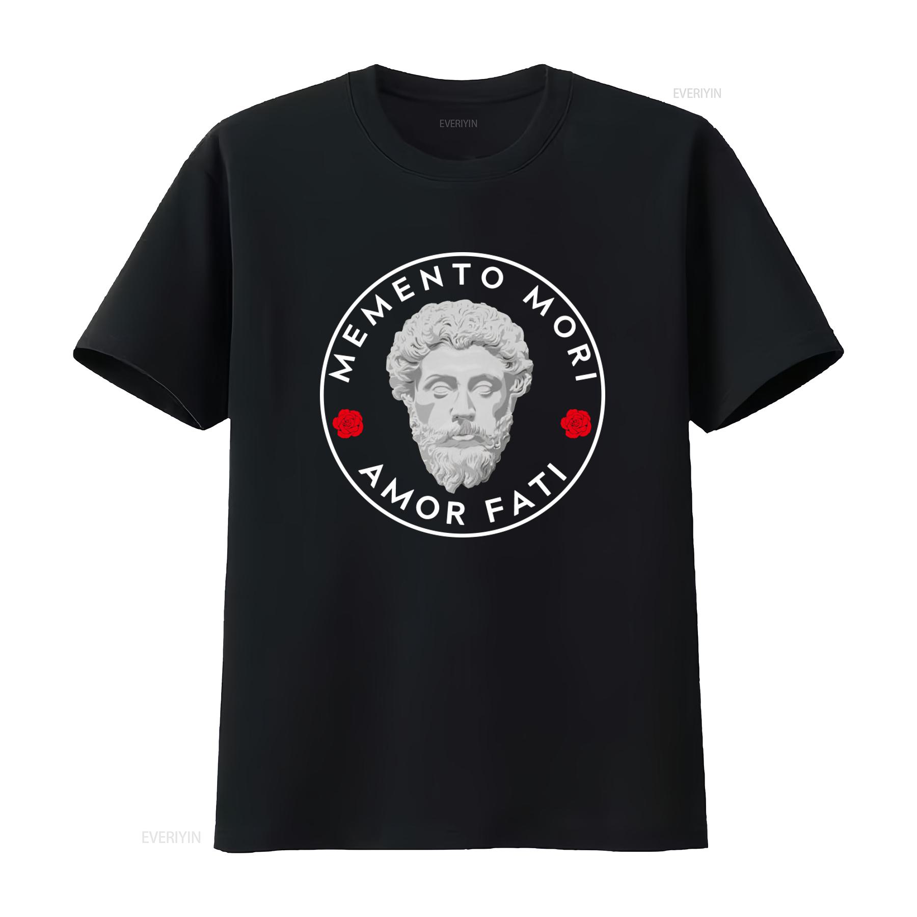

Marcus Aurelius Memento Mori Amor Fati T Shirt Roman Emperor Philosophy Inspired Graduation For Her And Him vintage Washed 4XL