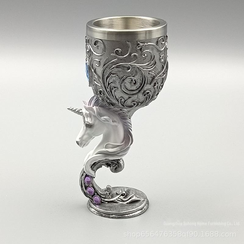 2023 European & American Mythical Unicorn 3D Medieval Red Wine Goblet