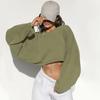2025 Cross-Border Navel round Neck Hoodie European and American Women clothes Short Sports Bottoming Shirt T-shirt Knit Long sleeve Top