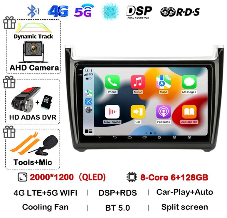 Android 14 Carplay Auto 2din Car Radio For Volkswagen VW Polo 2008-2020 Multimedia Video Player GPS Head Unit Stereo 360 Camera