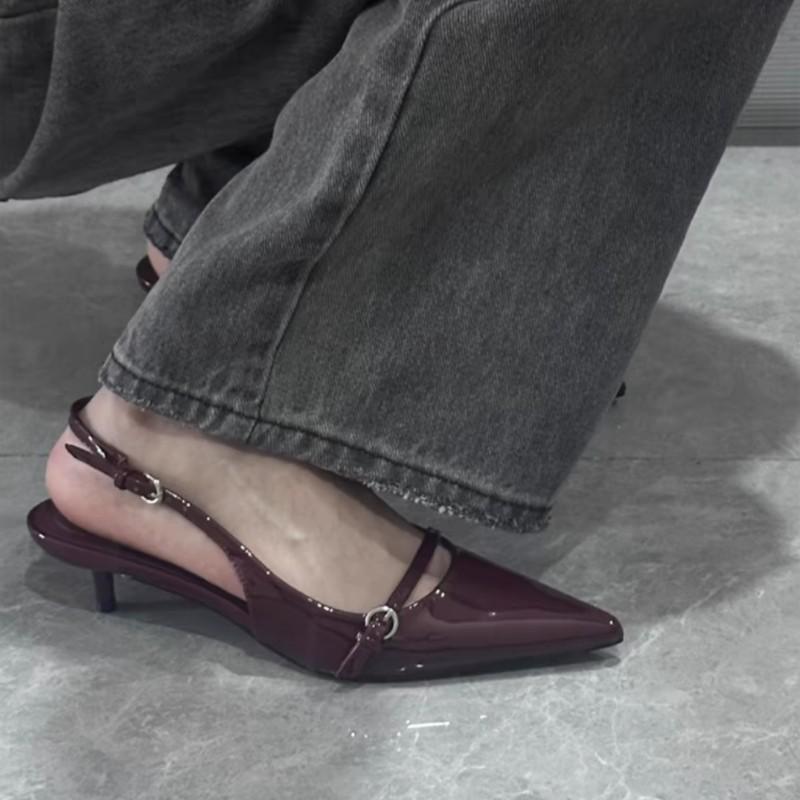 New Style Pointed Toe Buckle Strap Ladies Sandals Solid Shallow Sexy Party Slingbacks Summer High Heeled Shoes Woman