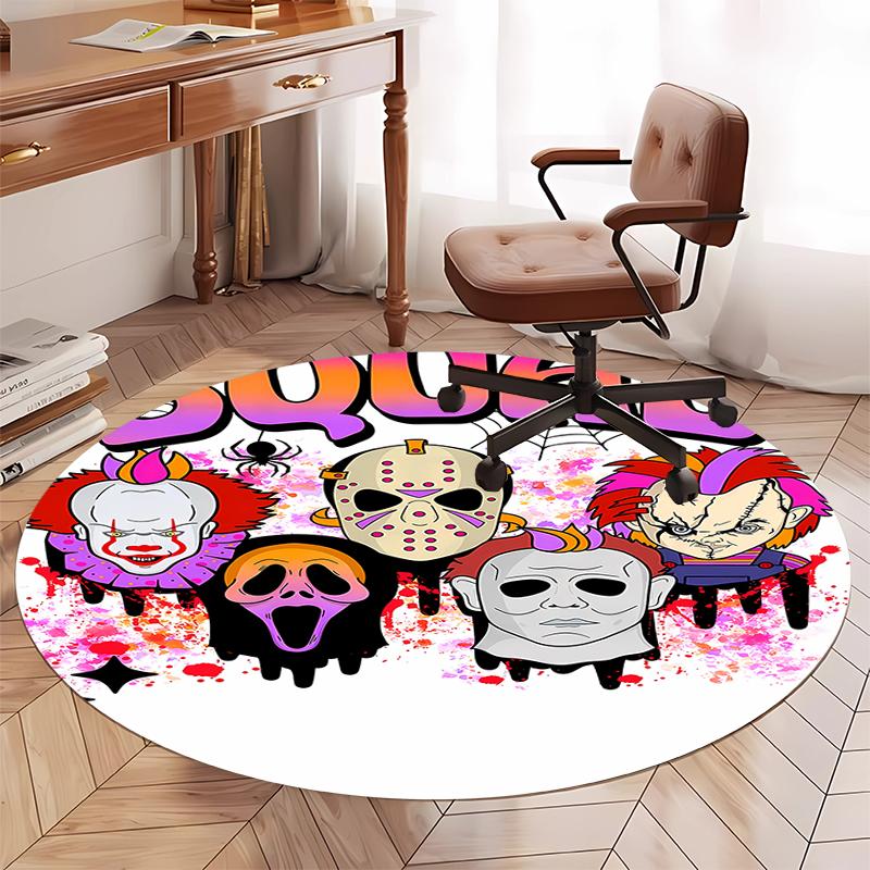 Halloween horror Printed Round Rug Carpet Chair Rug Area Rug Entryway Doormats,for Office Chair Living Room Bedroom Kitchen Room.