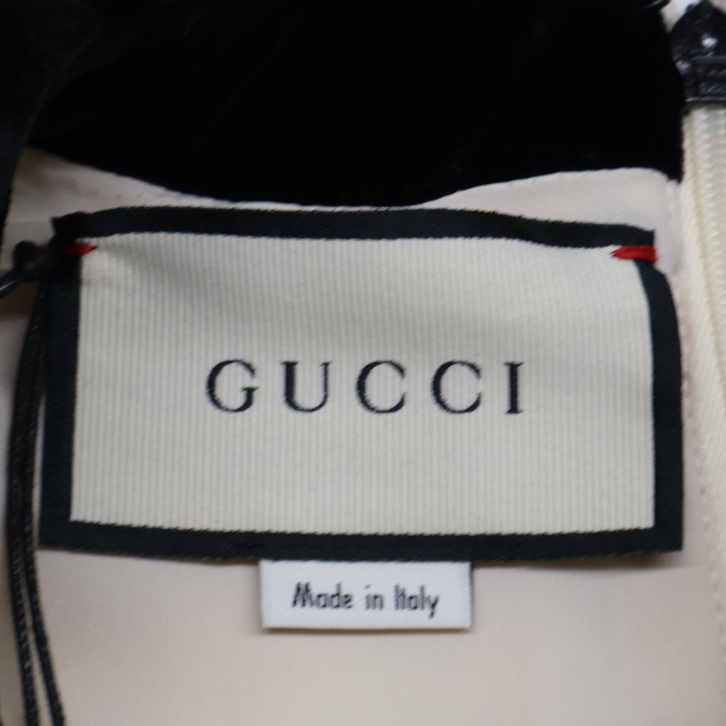 Gucci [/Domestic Regular] 595331 ZACKV Bi-color Ruffled Cuff Knit Dress 36 Ivoryx blackUsed