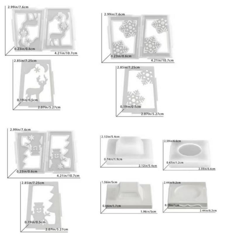 DIY Christmas Candlestick Silicone Mold Deer Snow Lantern Shaped Candle Gypsum Base Epoxy Resin Mold Home Decoration