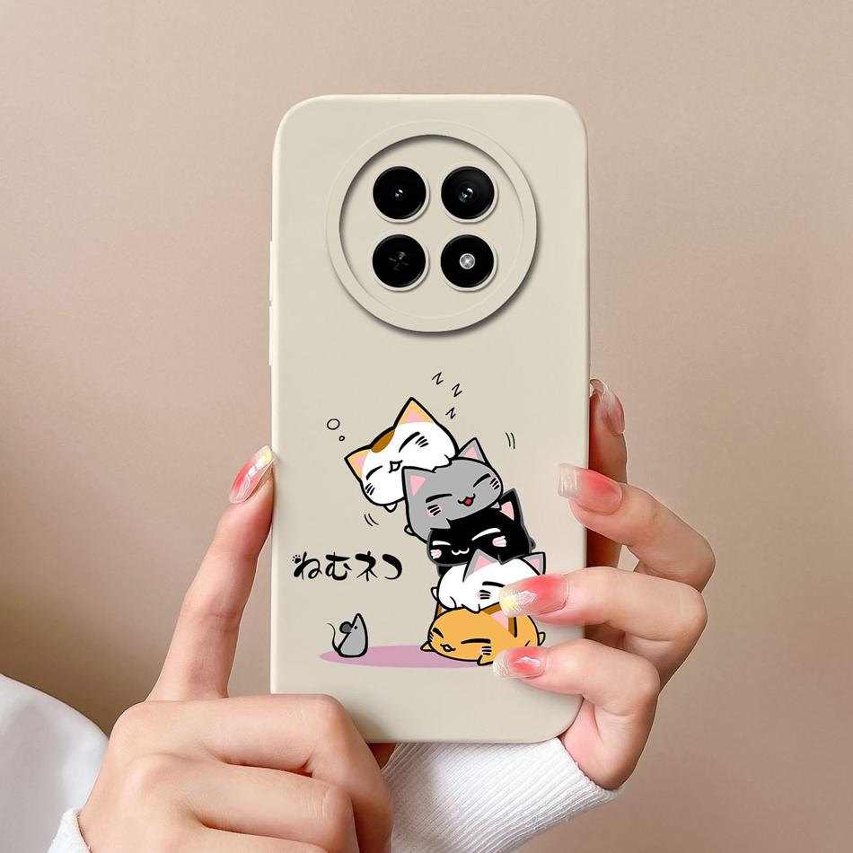 For OPPO Realme 12X 5G Phone Cases Cartoon Liquid Silicone Full Coverage Anti Drop Shell For Realme12 X Back Covers Bumper Funda