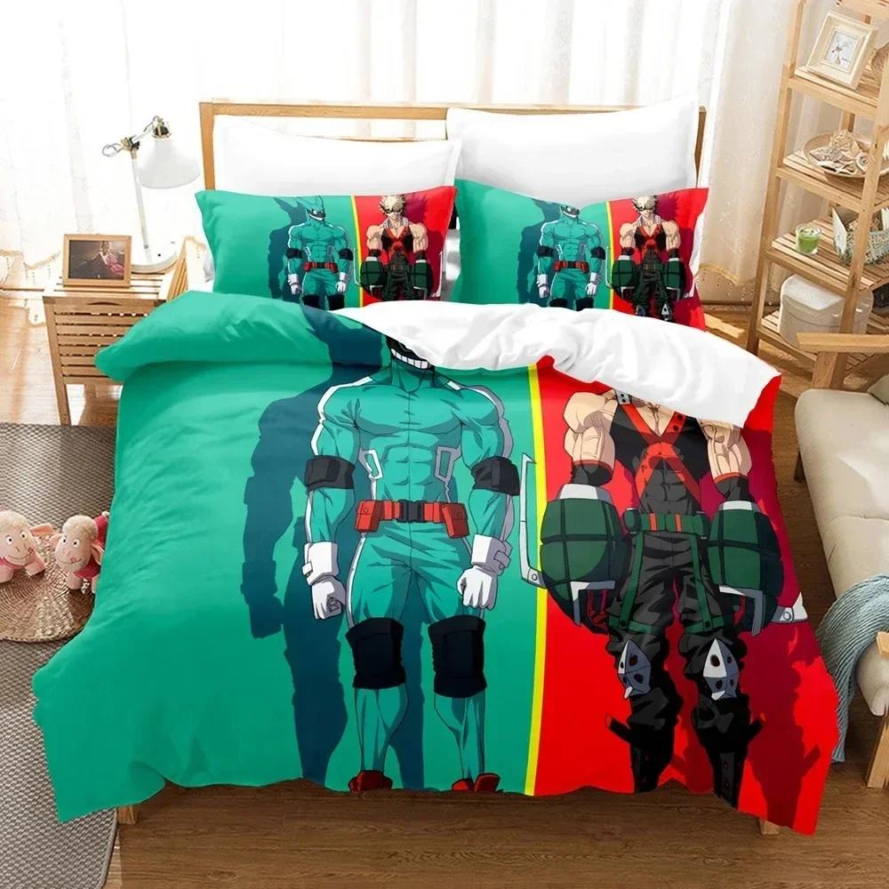 My Hero Academia Sängkläder Set Japan Tryckt Sängset Med Örngott Säng Påslakan Mjukt Queen King Size Sängkläder Hem