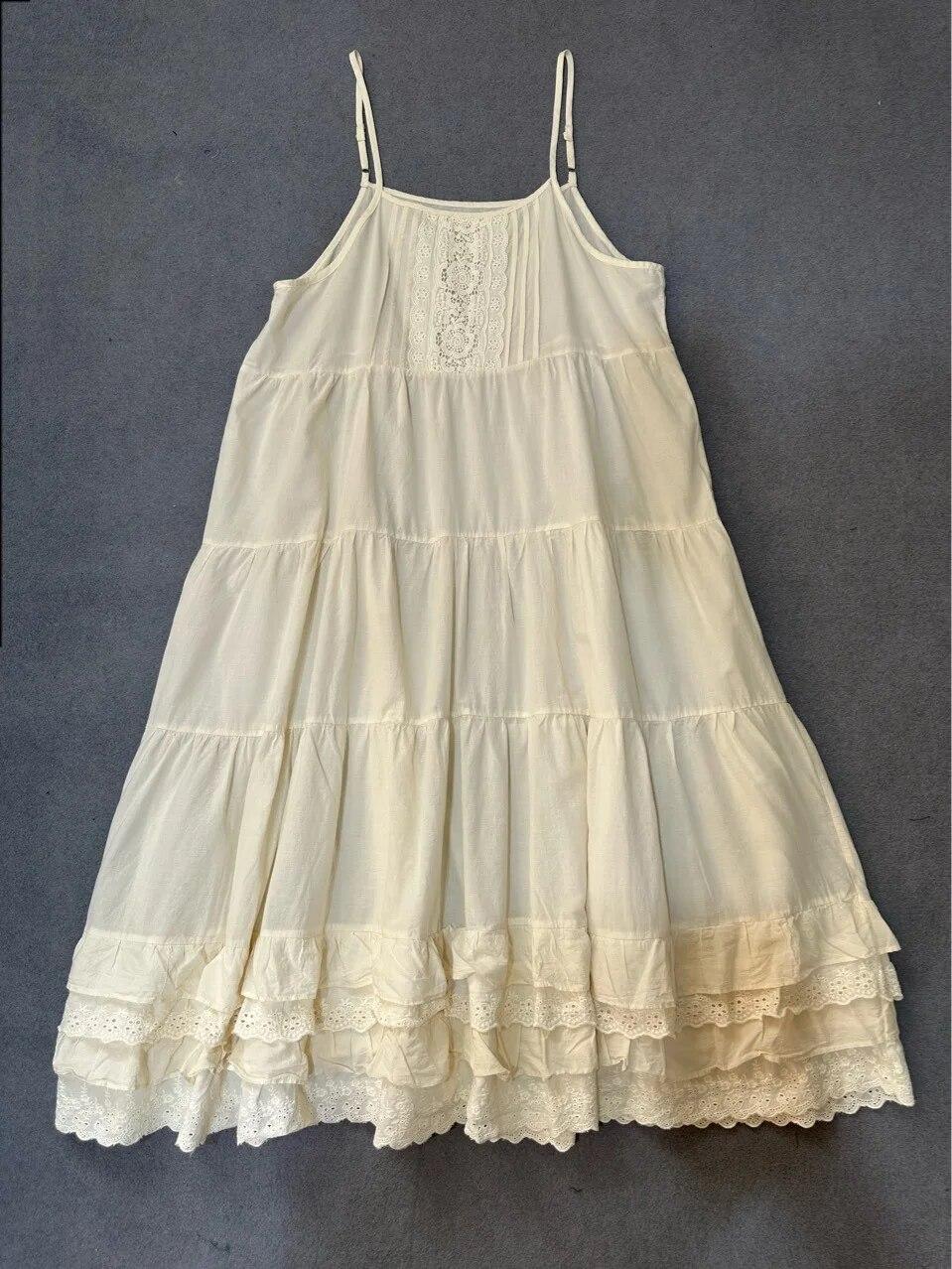 

Johnature Sweet Mori женские японские свободные платья-комбинации новые летние лоскутные кружевные хлопковые повседневные платья One Size