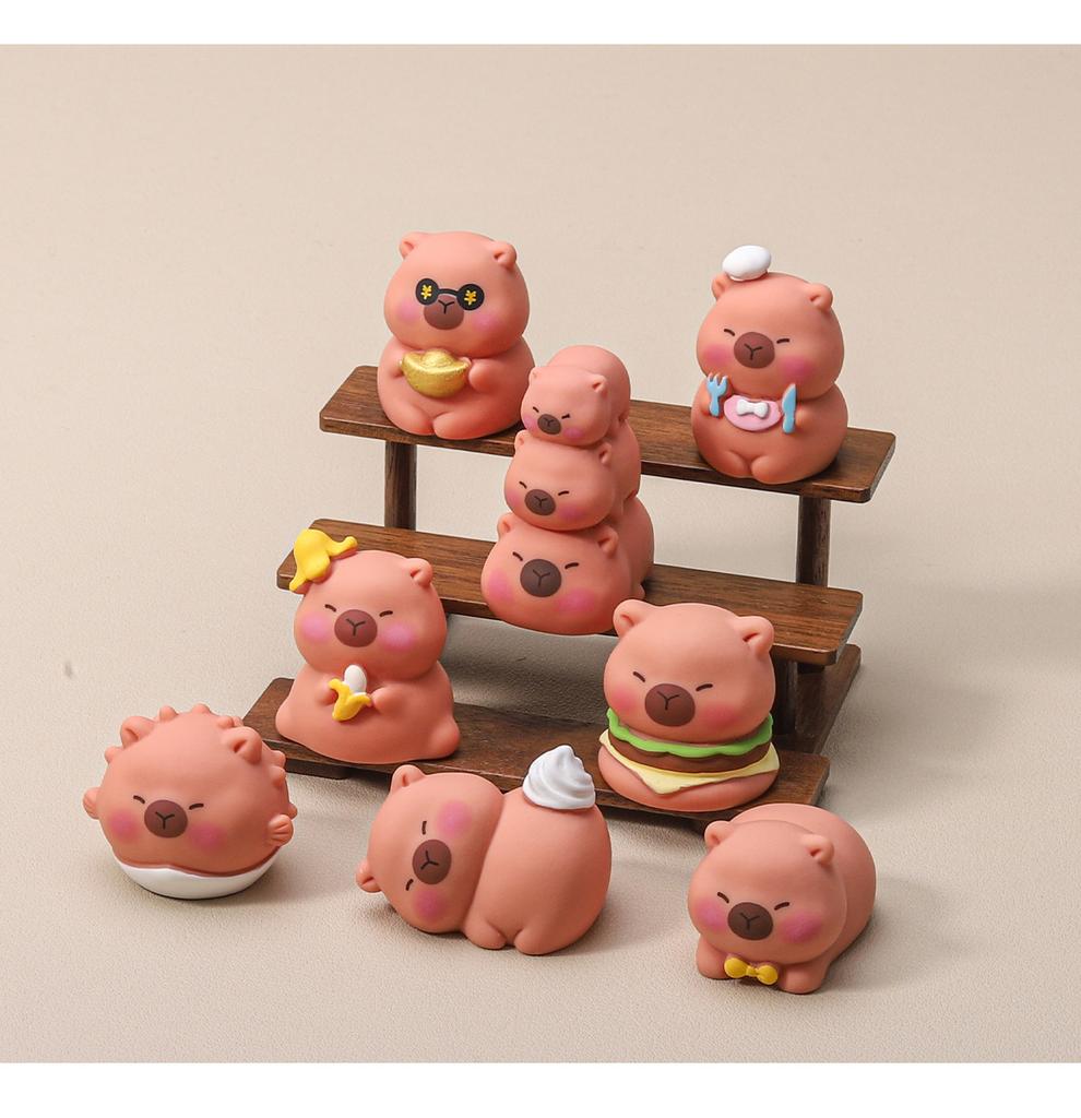 8pcs/Set Capybara Figure Toy MIni Figurine Desktop Decoration Model Ornaments Toys Boys Girls Christmas Gifts