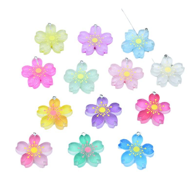 Luminous Sakura Daisy Resin Charms: Earrings, Pendants, Keychains for DIY Jewelry