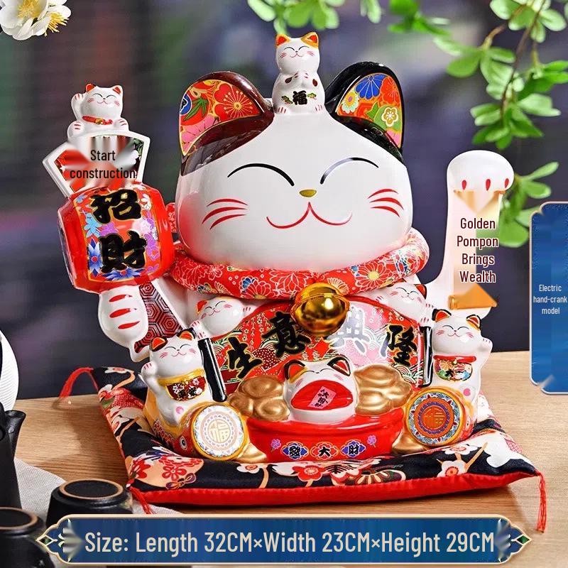 Automatic Waving Fortune Cat Figurine - New Style Housewarming Gift for Front Desk or Shop