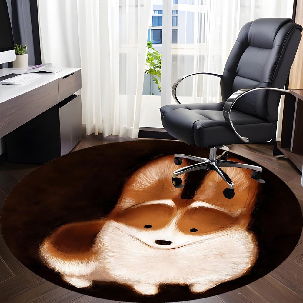 1PC Dog Ears Office Round Area Rug, Mat Suitable For Office, Under Office Chairs Bedroom Living Room Home Decor, Room Deco