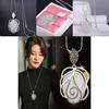 Elegant Korean Style Long Sweater Necklace With Rose Pendant And Platinum Finish