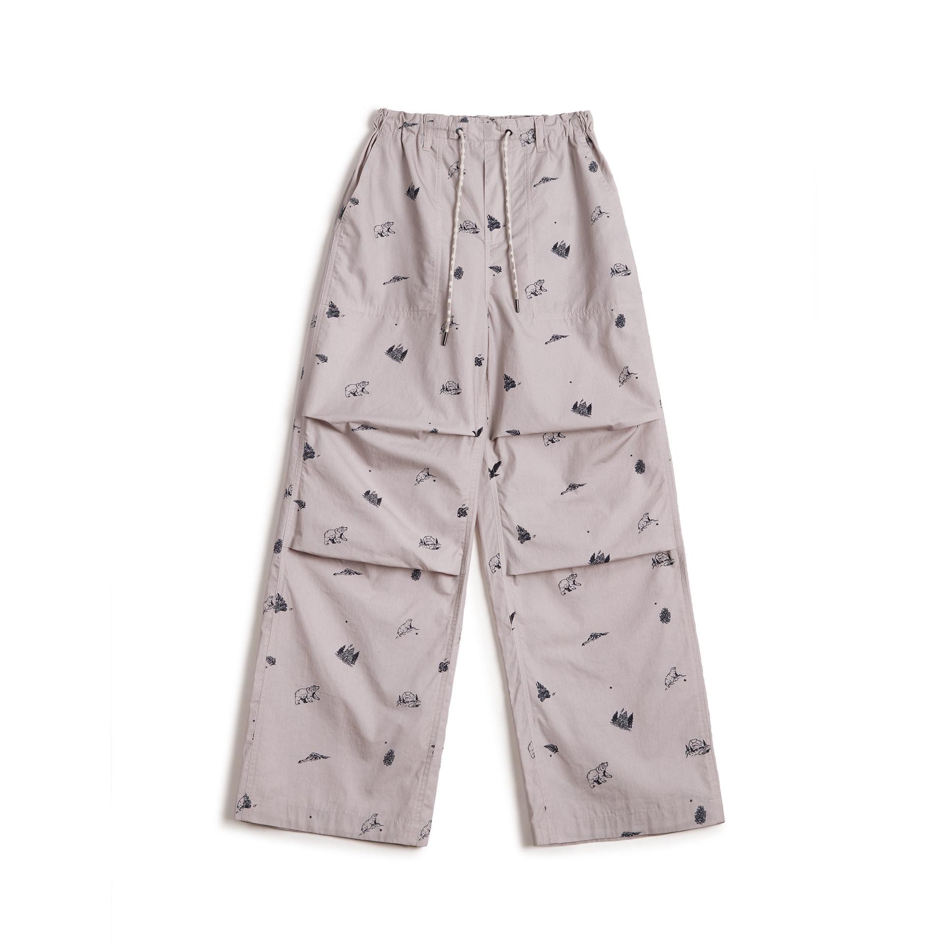 

Maden Women s Elastic Waist Printed Cotton Wide-Leg Paratrooper Pants - Spring Casual Workwear. Small серый/слоновая кость
