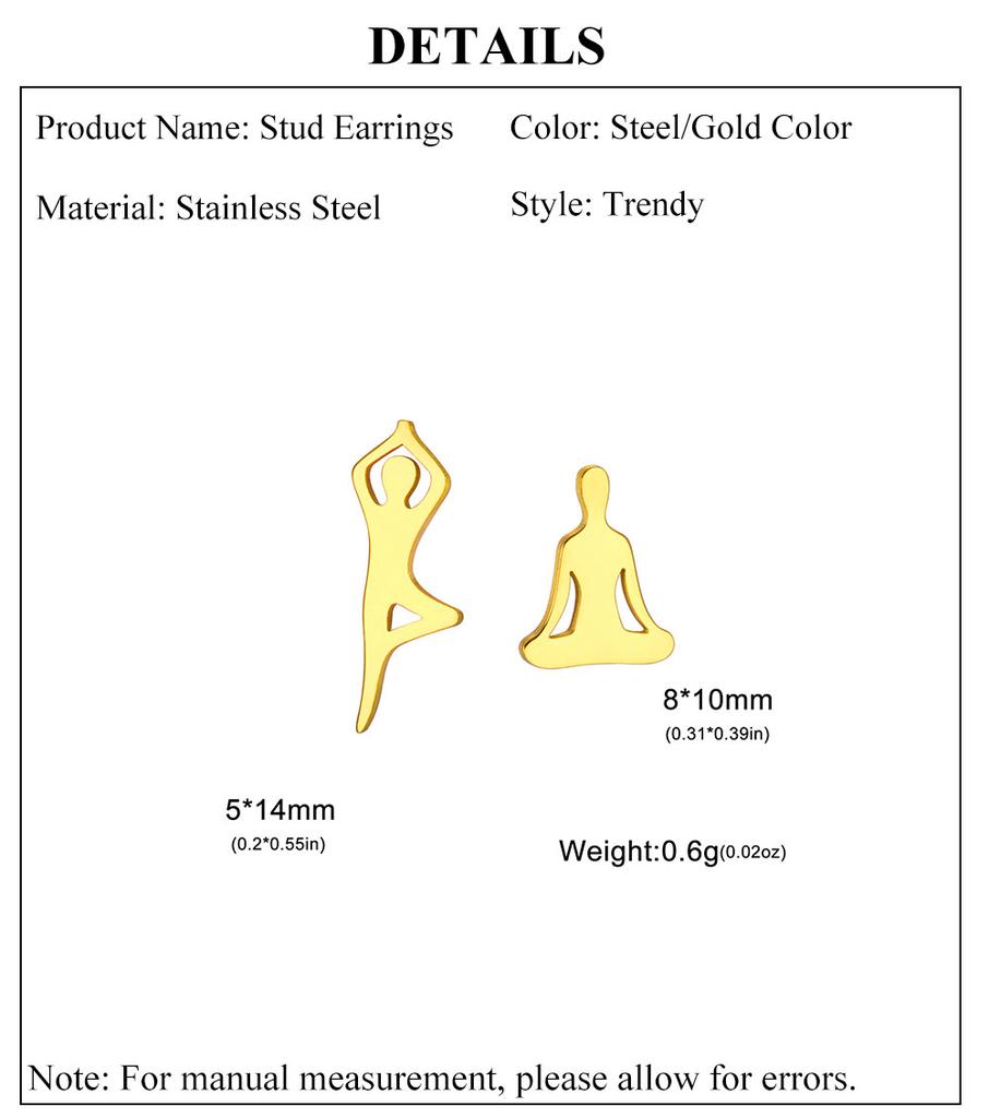 Cazador Mismatched Yoga Meditation Stud Earrings for Women Stainless Steel Asymmetric Piercing Earrings Jewelry Birthday Gift
