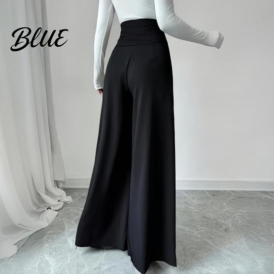 High-waist Casual Pants For Women High Waist Oversized Wide Leg Office Lady Trousers with Pockets Solid Color Loose Fit Business Design