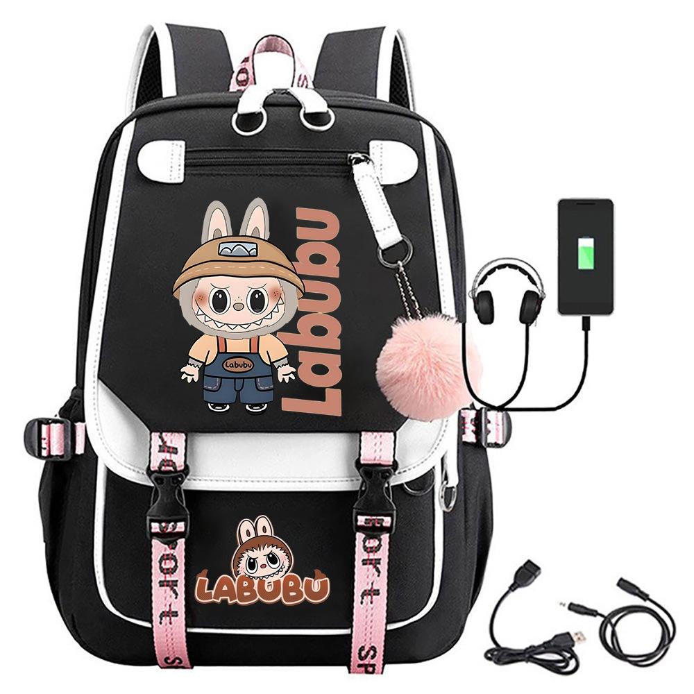 Cartoon Labubu Printed Backpack Travel Bag Computer Bag Student Male Female Casual Backpack School Bag