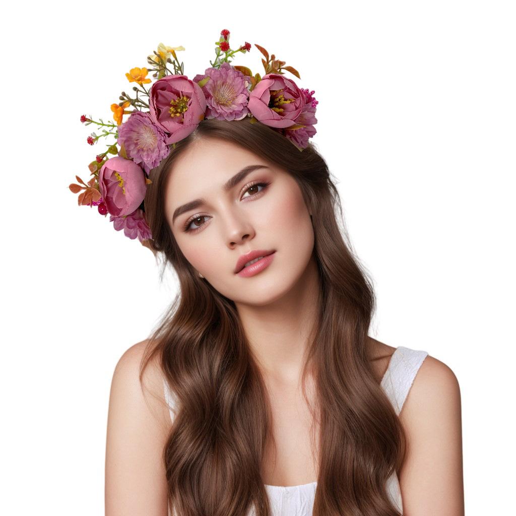 New Bridal Sweet Wreath Headband Mori Party Simulation Flower Hair Accessories Bohemian Holiday Headgear