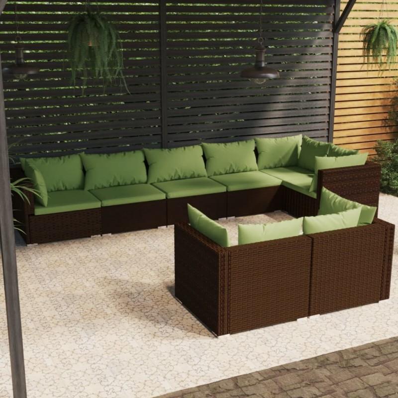 Day and Night - Day and Night 8-piece Garden Sofa Set and Brown Synthetic Rattan Cushions