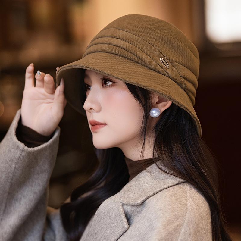 

Японская литературная ретро универсальная плиссированная шляпа-панама осенне-зимняя для отдыха теплая шляпа-ведро для путешествий на открытом воздухе ветрозащитная шляпа-панама average size