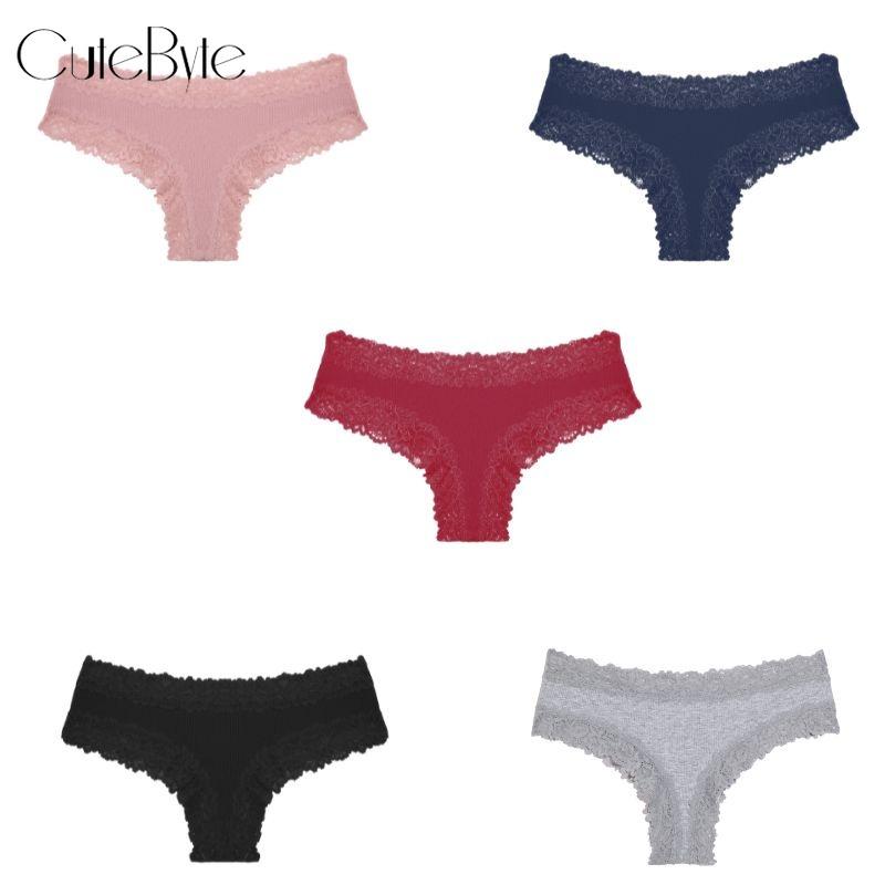 FINETOO Nahtlose Spitzenhöschen für Damen, sexy Höschen, bequeme Unterwäsche, Dessous, Damen-Baumwoll-Blumenstrings