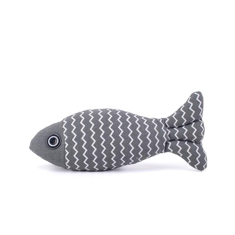 

New Cross-border Pet Cat Toy Striped Linen Wave Fish For Self-entertainment