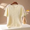 2026 A/W Women's V-Neck Cashmere Wool Knit Short Sleeve Sweater