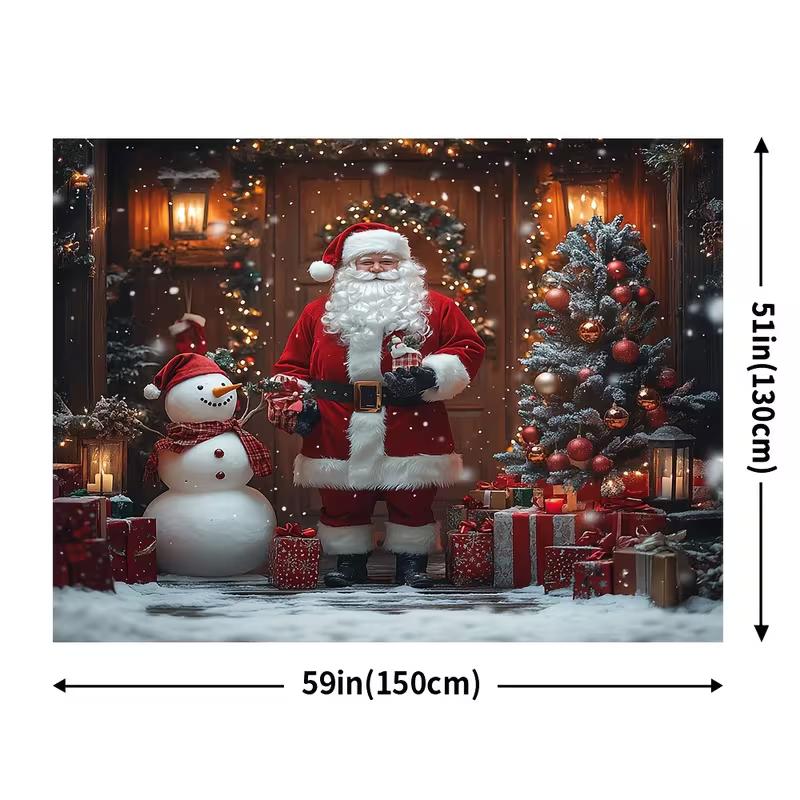 2D Weihnachts-Weihnachtsmann & Schneemann Kulisse Weihnachtsbaum Geschenk Fotografie Hintergrund