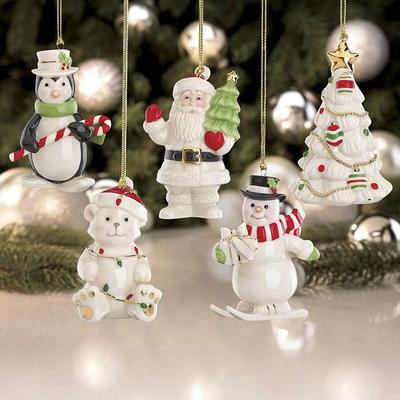 Christmas, Santa Claus Tree, Snowman, Bear, Penguin, Ceramic Ornaments, Pendants
