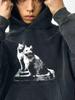 Women’s Retro Black Oversized Hooded Sweatshirt