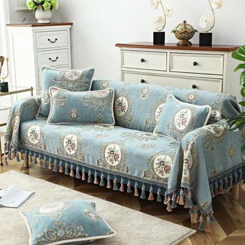 

Полотенце для дивана с цветочным узором из европейского жаккарда, плотная синель, чехол для дивана с кисточками, все включено, 1, 2, 3, 4 места 190x230cm