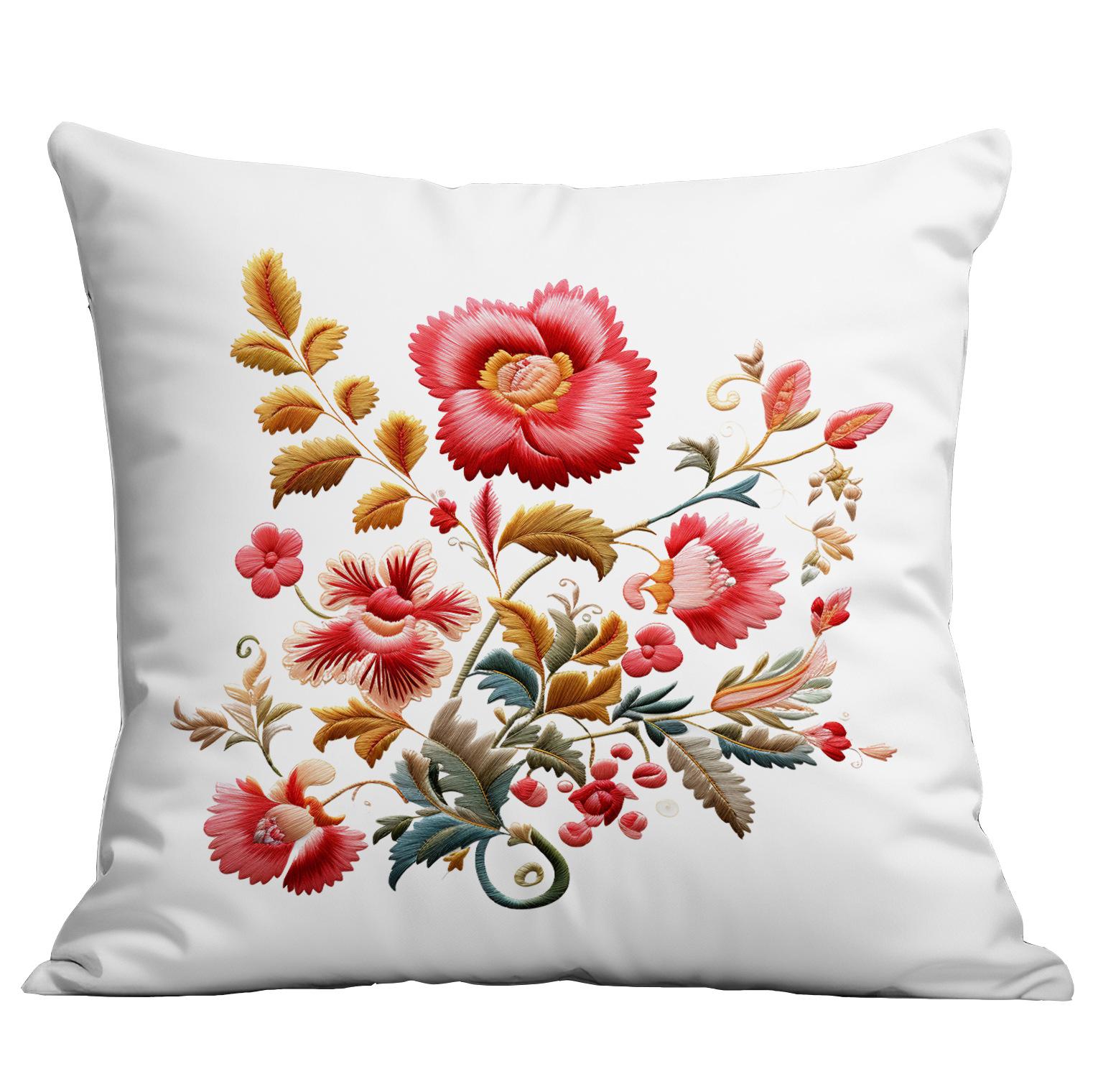 

Весенняя и Летняя Наволочка с Имитацией Вышивки Цветы Домашняя Диванная Гостиная Наволочка Новый Стиль Наволочка 45 * 45Cm