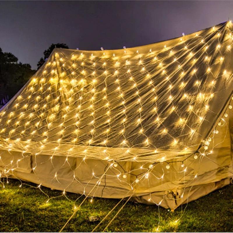 1pc 192LED EU Plug LED Net Mesh String Decorative Lights,3*2M Christmas Window Decoration Mesh Lights For Garden Party Weddings