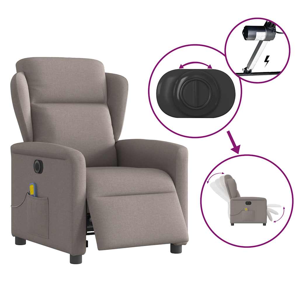 Electric Massage Chair Taupe Fabric