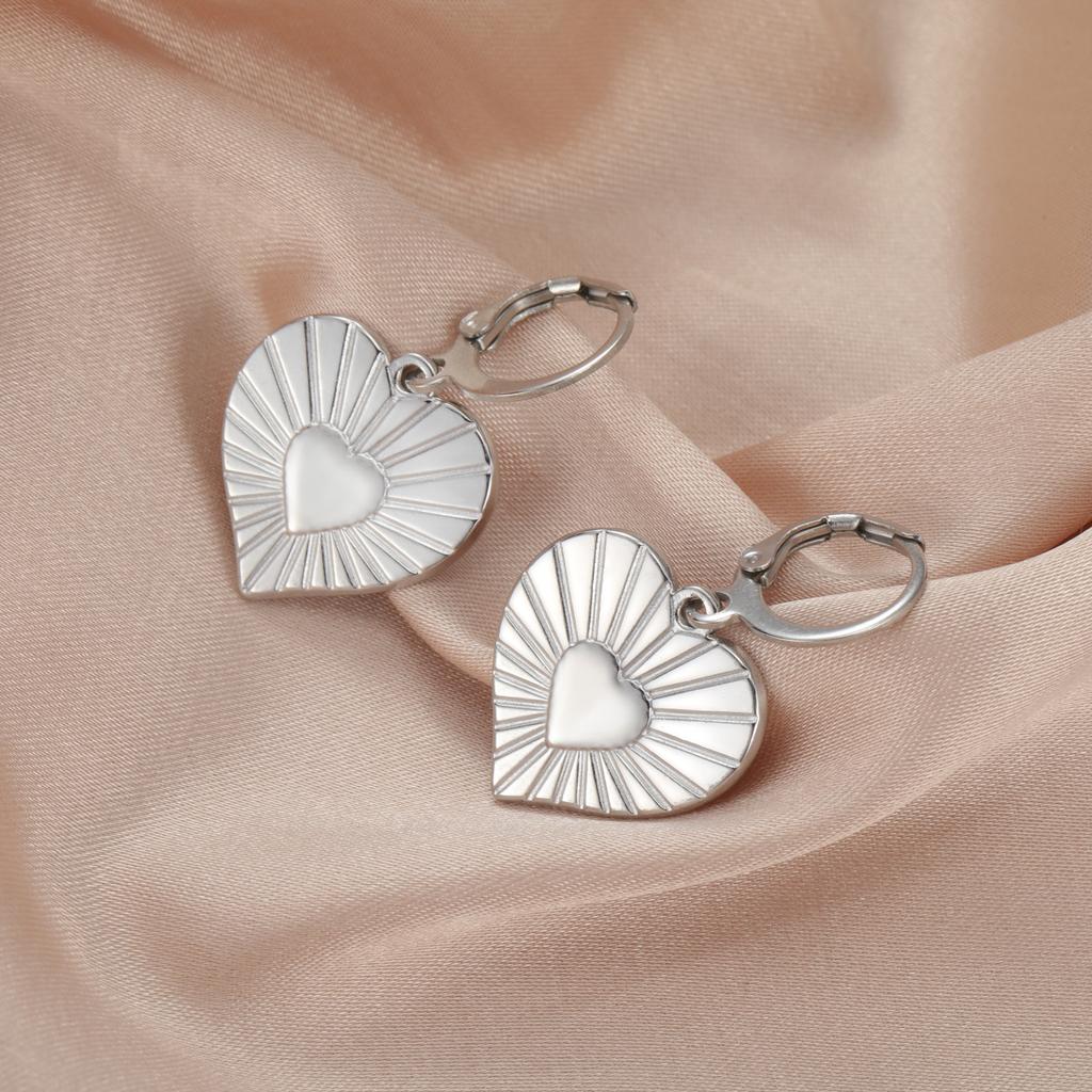 Heart Shaped Starfish Sun Pendant Hoop Earrings For Women Fashion Jewelry Gift