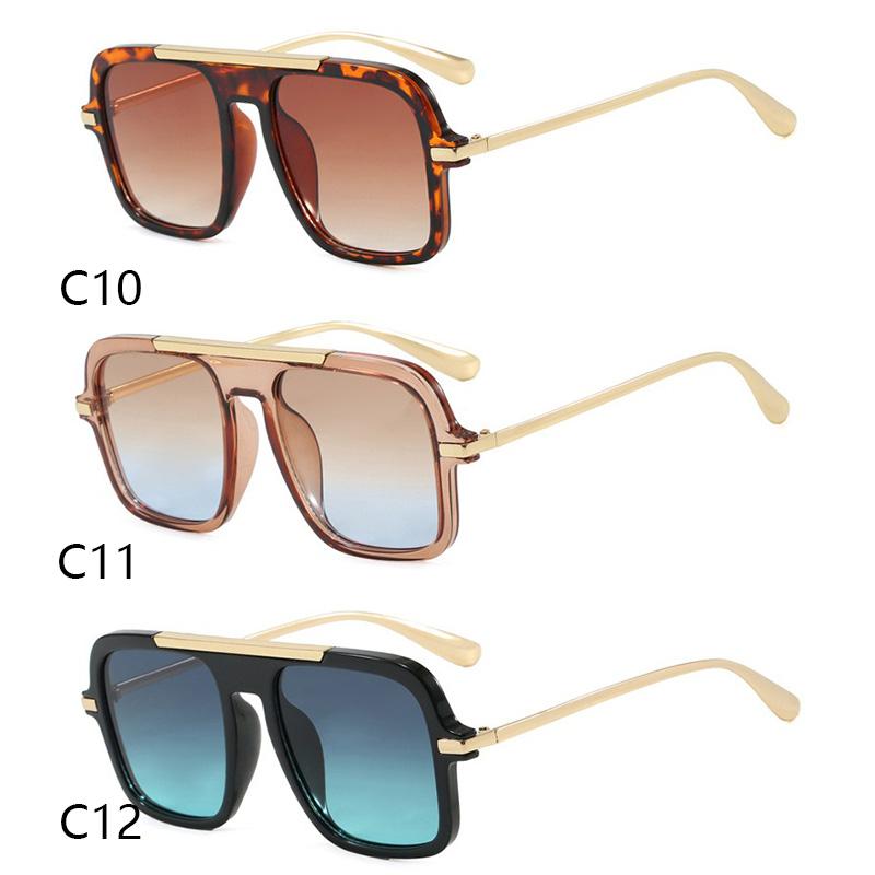 Vintage Colorful Metal Conjoined Square Sunglasses Women Men Retro Trend Sun Glasses Climbing Camping Glasses