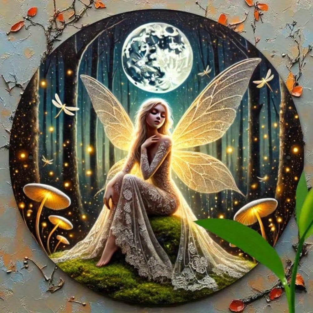 Vintage Iron Wall Art Fairy Butterfly Forest Decor For Home Room Plaque Sign
