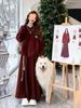 2026 Red Skirt & Hooded Knit Sweater High-Waisted Two-Piece Set