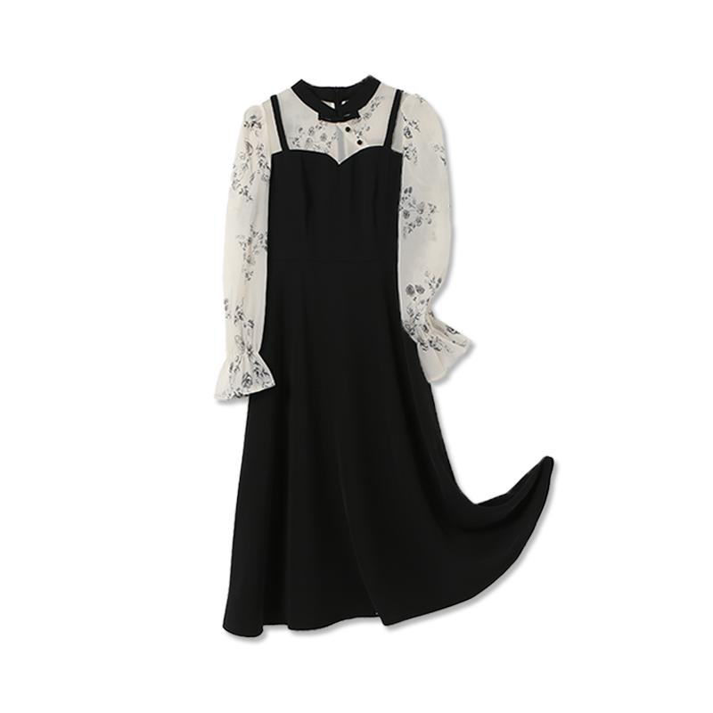 2024 Spring/Summer Counter Same Long Sleeve Fake Two Elegant Dresses