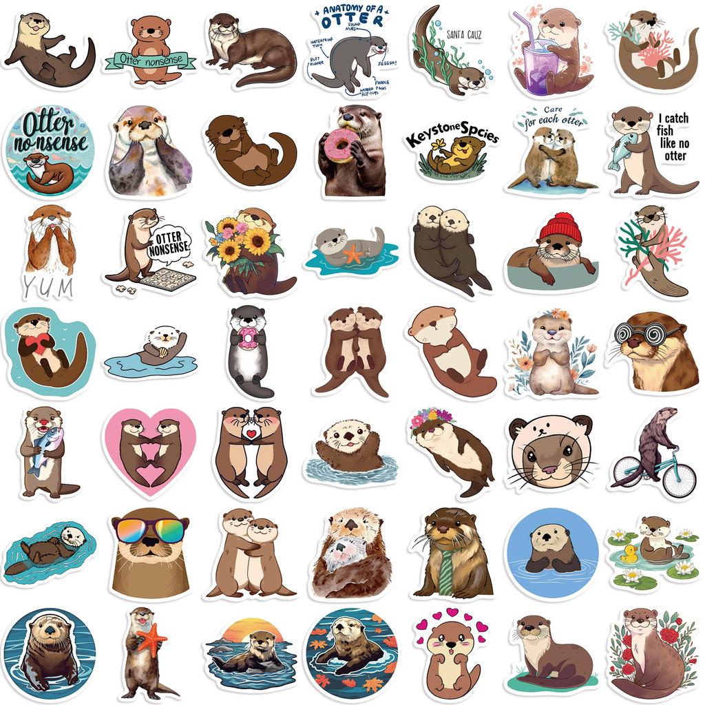 50 Cartoon New Otter Otter Doodle Stickers Decorate Guitar Notebook Suitcase DIY Waterproof