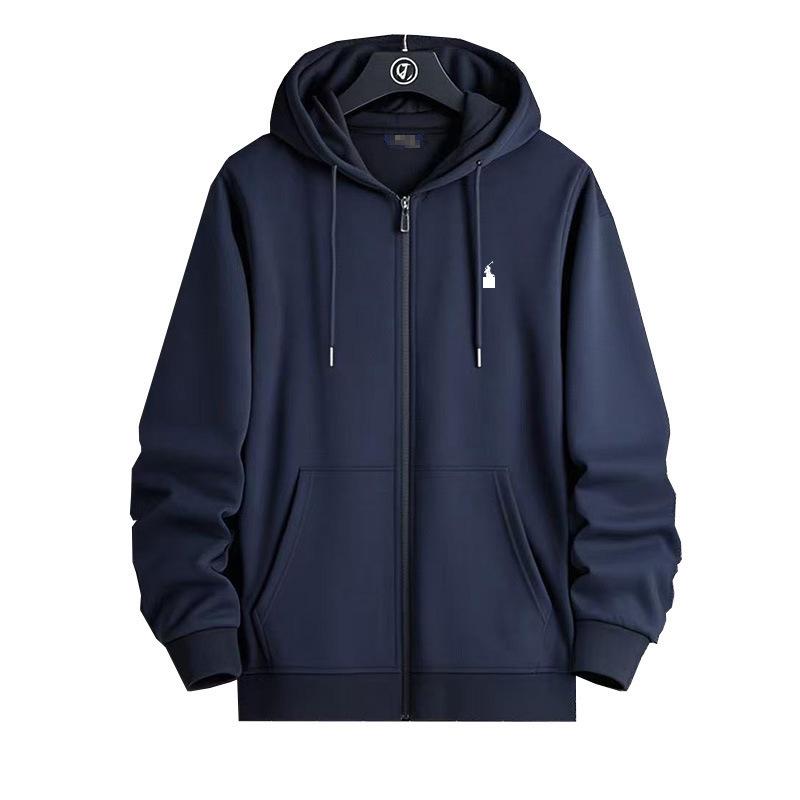 Embroidered Little Horse Men's Hooded Polo Cardigan - Spring/Autumn Style Casual Jacket