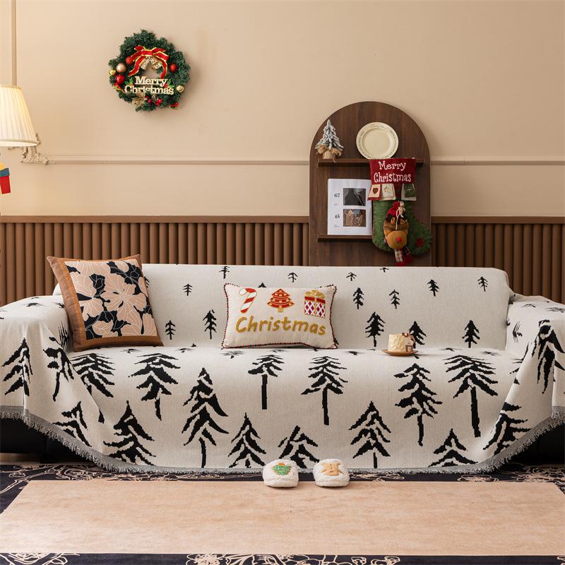 Christmas Festival Decoration Chenille Sofa Cover,All Seasons Blanket Sofa Towel,Living Room Sofa Cover,Anti-cat Scratch Cover