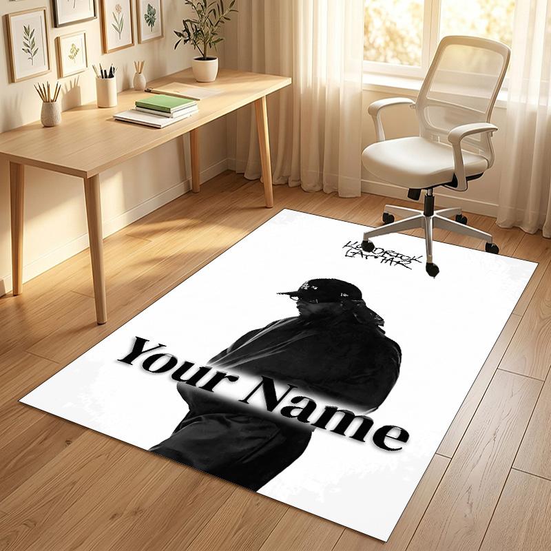 Personalized Crystal Velvet Carpet,Kendrick Lamar Custom Printed Name, Plush Area Rug For Home Indoor Decor
