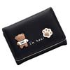 Small Wallet for Girls Women PU Leather Cute Wallet Card Holder Coin Purse for Daily Use Black