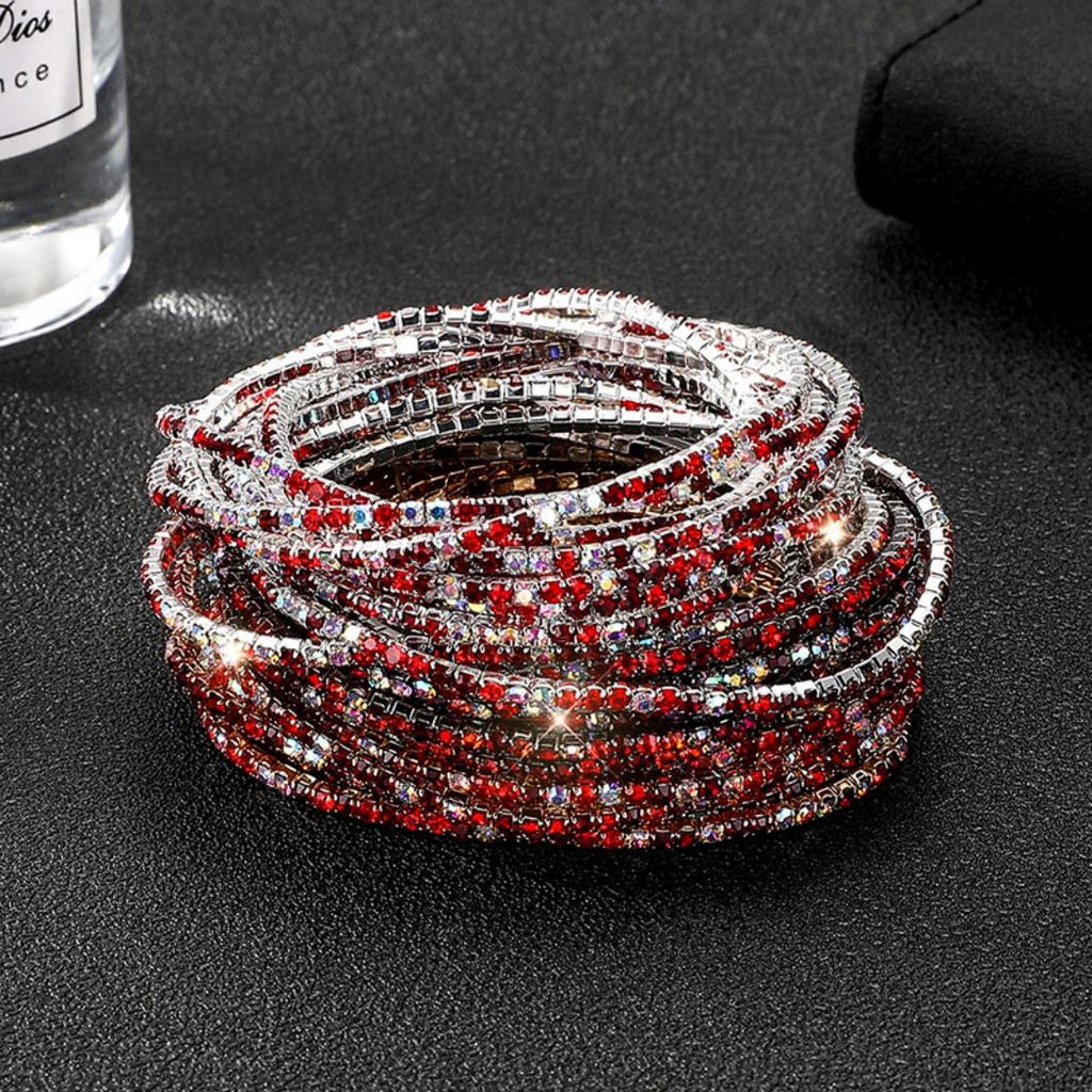 5Pcs/Lot Elastic Crystal Bracelets 2mm Charming Gold Color Crystal Rhinestones Metal Bangle Bracelet Jewelry DIY Gift