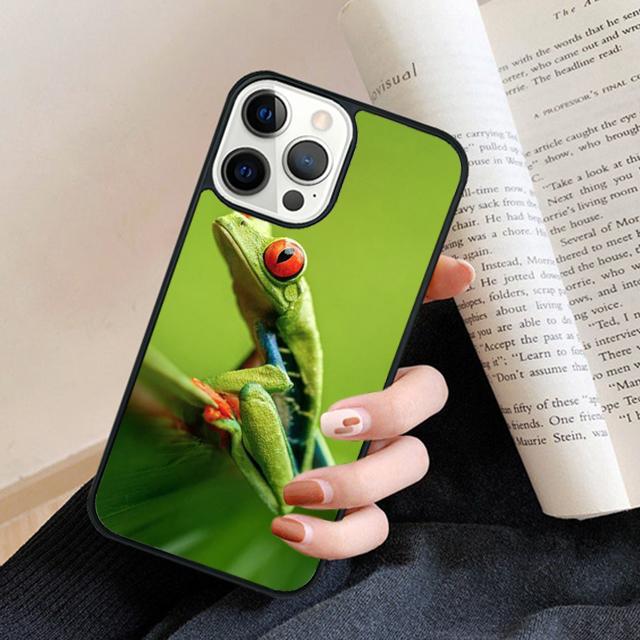 Blue Frog Tropical Rain Forest Phone Case Back Cover for iPhone 17 Air 16 15 14 13 11 12 Pro Max Plus Fundas