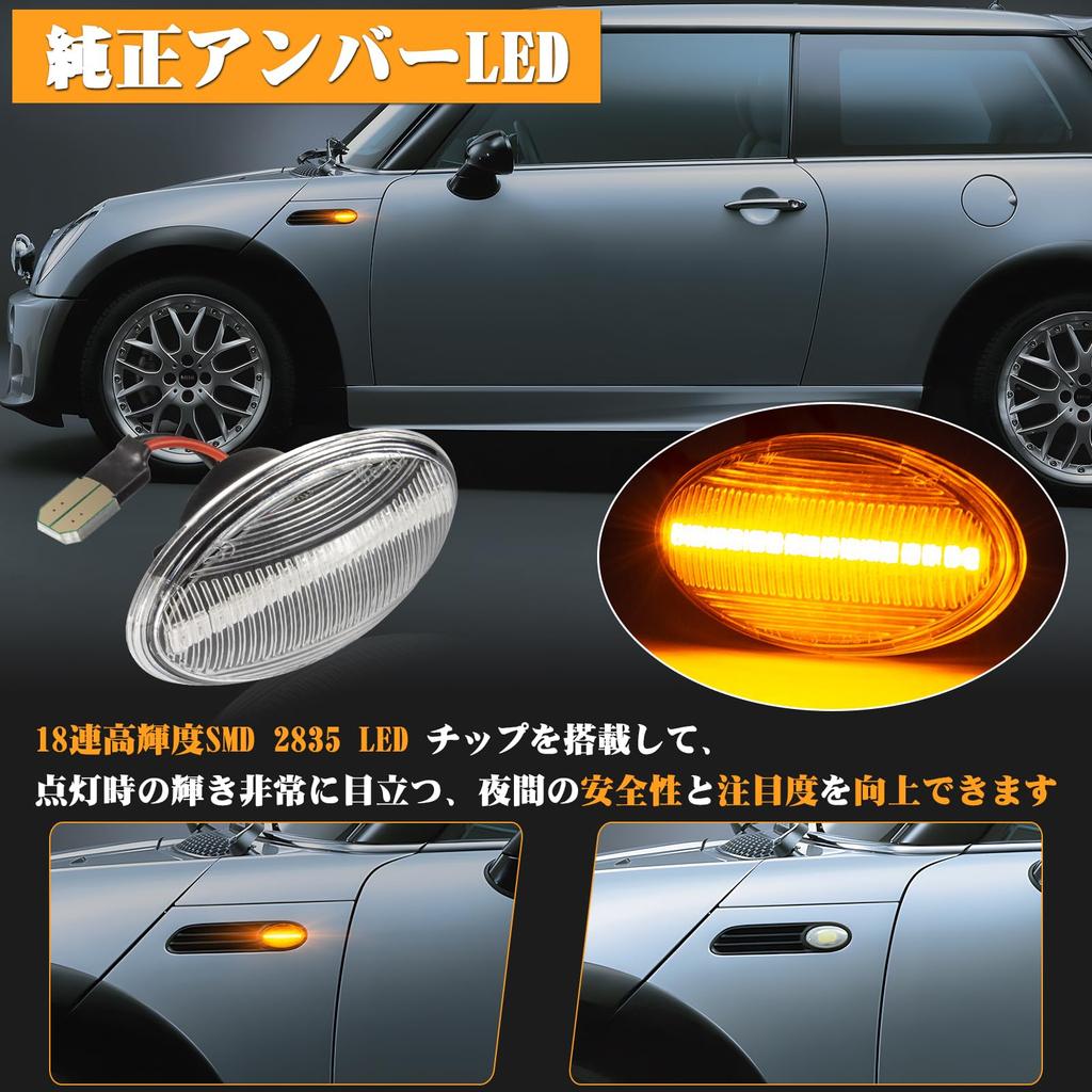 POPMOTORZ LED Side Marker Lights, Flashing Turn Signals for R50, R53, and R52 Minis, Mini One, Cooper, and Cooper S Convertibles, Vehicle Inspection C