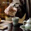Yue Kiln Celadon Ceramic Tea Cup Vintage Handmade Relief Lotus Cups Tea Bowl Teacup Teacups Unusual Maker Jingde Town Puera Tool